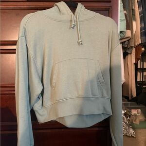 Zara Blue Cropped Half-Zip Sweater